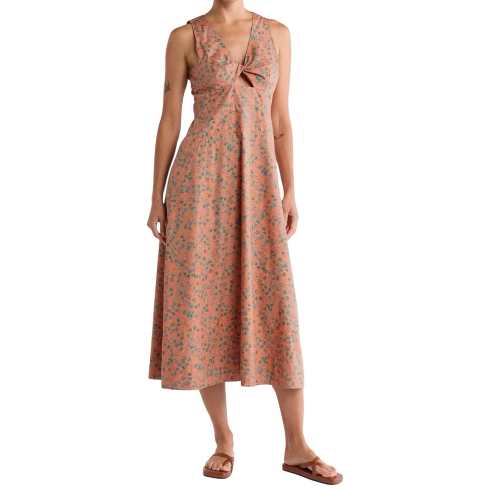 NWT Madewell Floral Twist Front Poplin Midi Dress in Sunset Haze